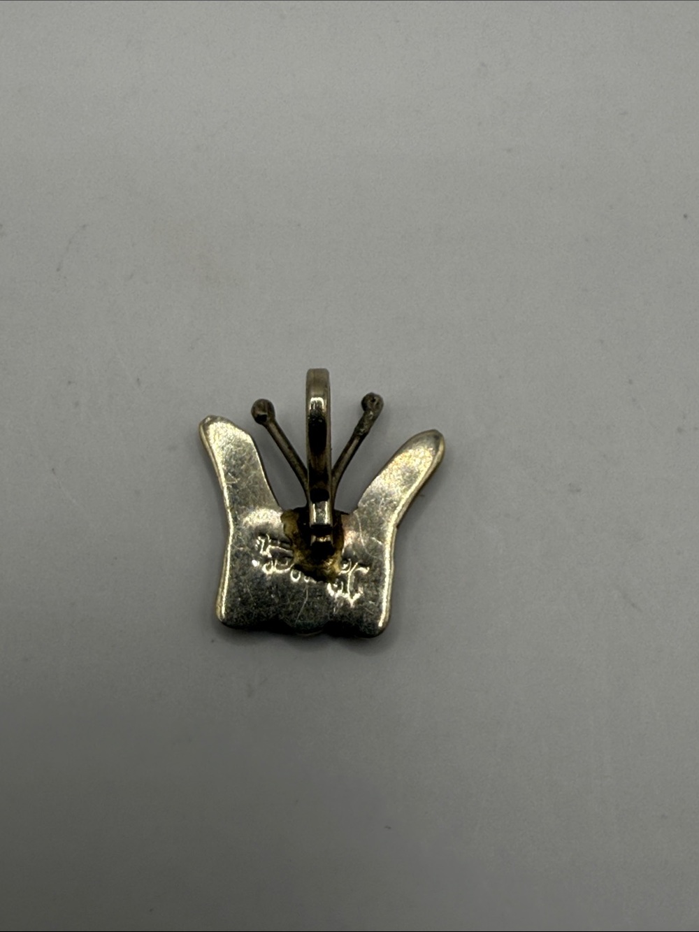 Vintage Alpaca Mexico Small Dainty Abalone Butterfly Silver Pendant - Picture 2 of 4